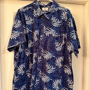 Croft & Barrow Hawaiian Shirt Men’s XXL – Blue White Black Short Sleeve